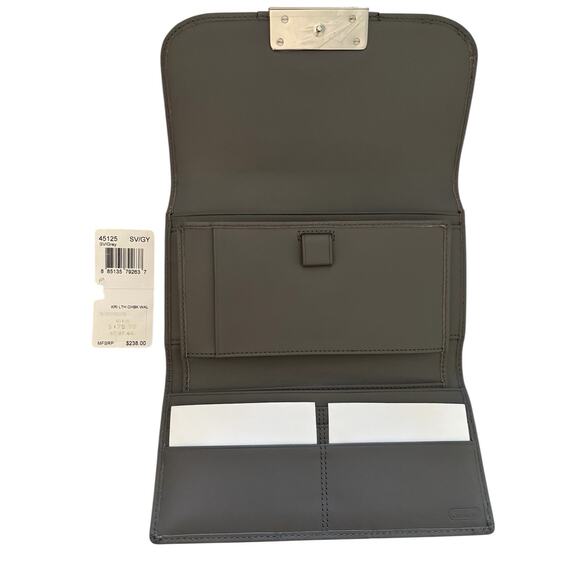 Coach 45125 Kristin Silver Gray Leather Envelope Clutch Wallet NWT MSRP $238 - Picture 5 of 9